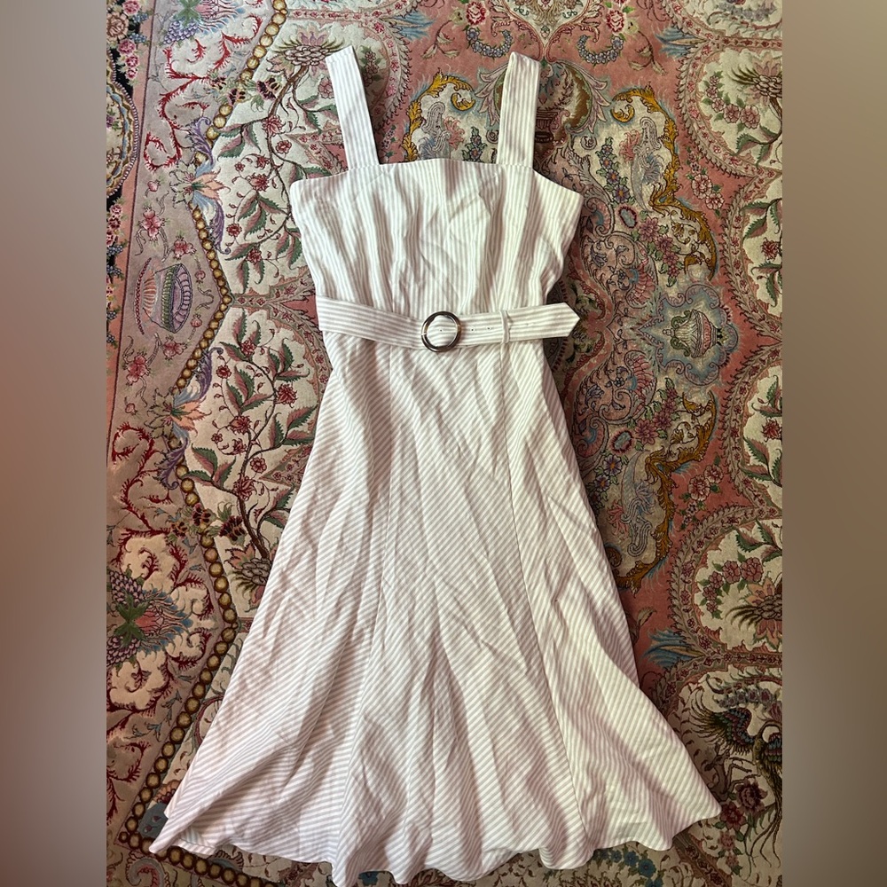 Ann Taylor Linen Blend Striped Summer Dress Women’s Size 14 NWT